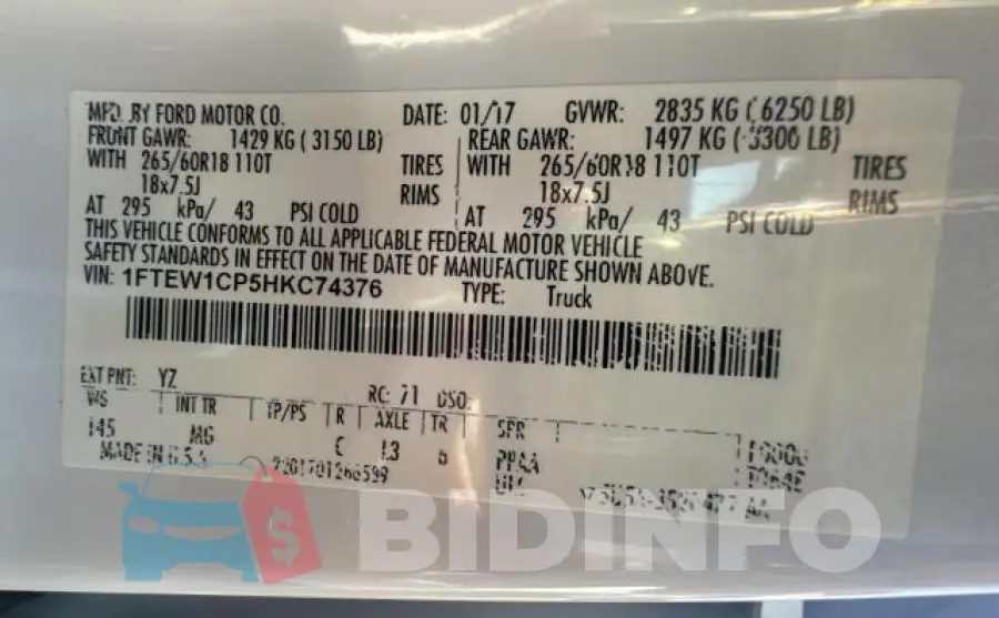 1FTEW1CP5HKC74376 Photo# 10