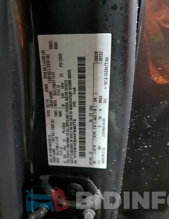 1FTEW1EBXKFB46779 Photo# 12