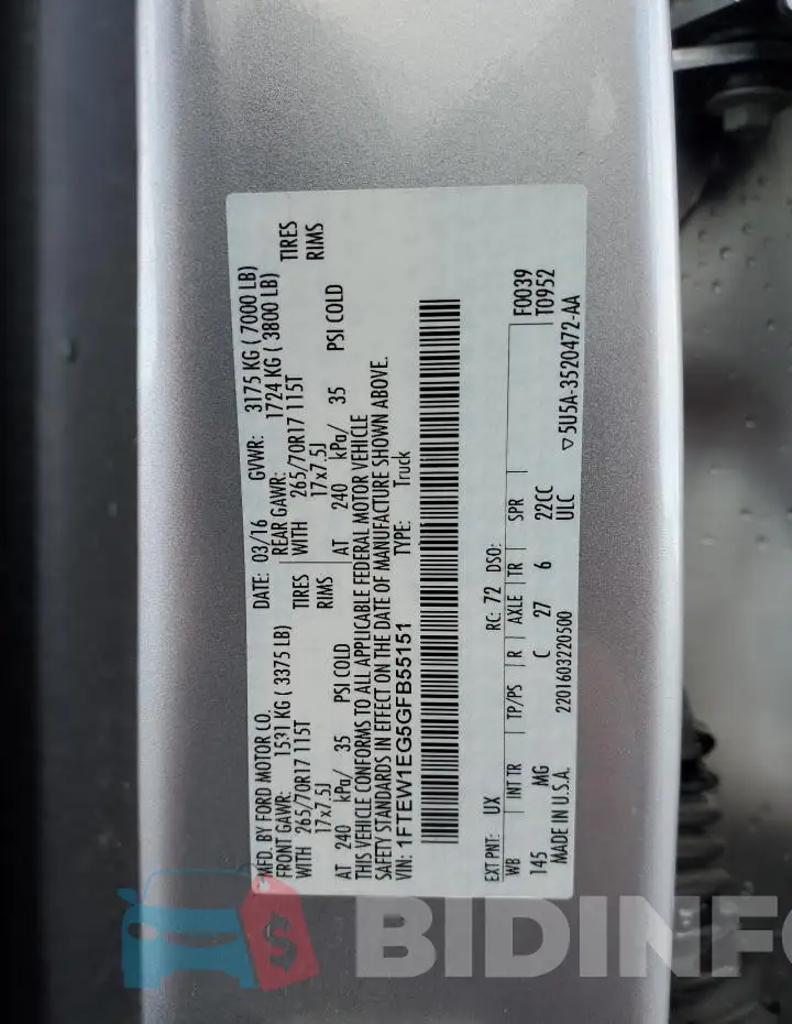 1FTEW1EG5GFB55151 Photo# 12
