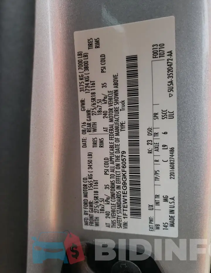 1FTEW1EG9GKF60579 Photo# 12