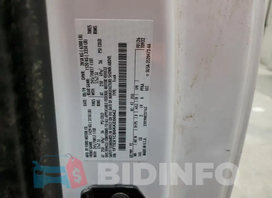 1FTEX1CB6KKE66642 Photo# 12