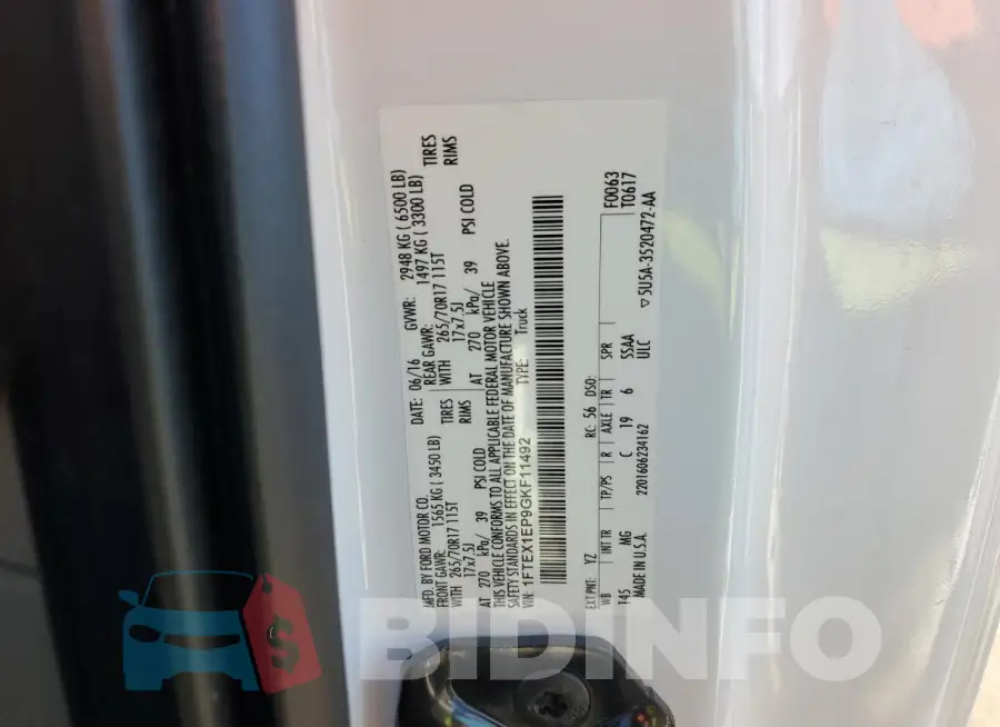 1FTEX1EP9GKF11492 Photo# 12