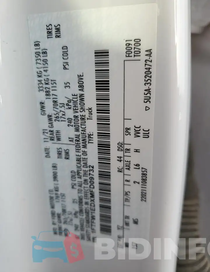 1FTFW1EDXMFD09732 Photo# 12