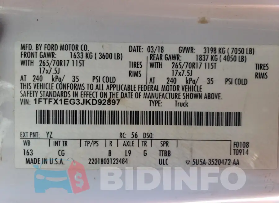 1FTFX1EG3JKD92897 Photo# 12