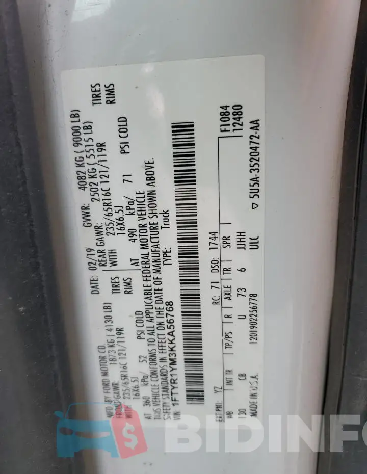 1FTYR1YM3KKA56768 Photo# 13