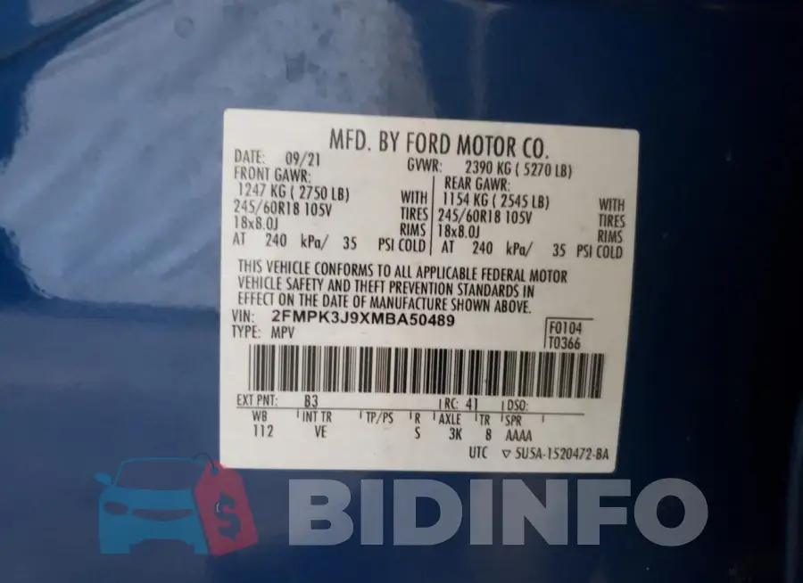 2FMPK3J9XMBA50489 Photo# 13