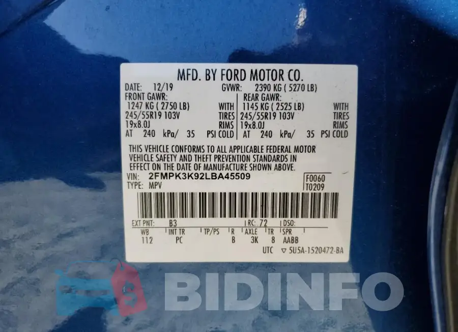 2FMPK3K92LBA45509 Photo# 14