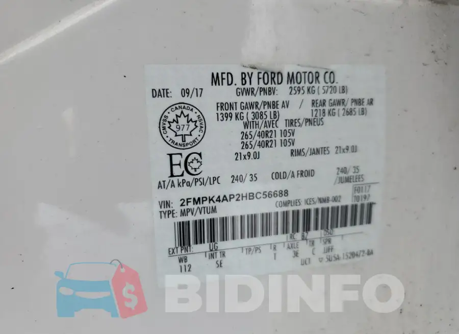 2FMPK4AP2HBC56688 Photo# 13