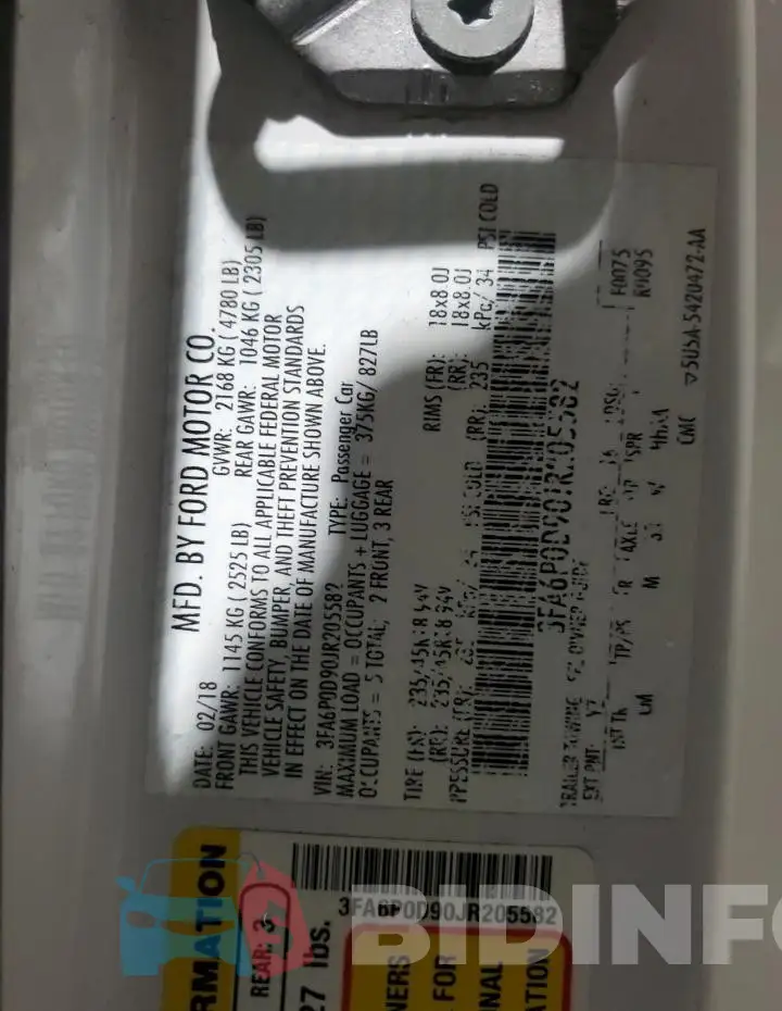 3FA6P0D90JR205582 Photo# 12