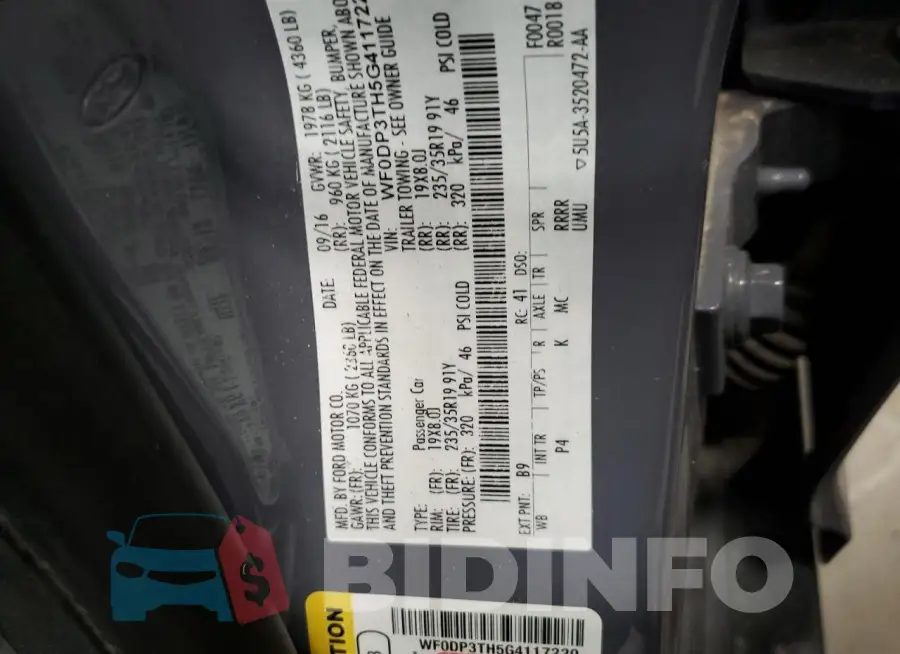 WF0DP3TH5G4117220 Photo# 14
