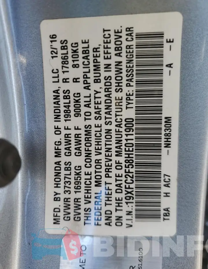 19XFC2F58HE011900 Photo# 12