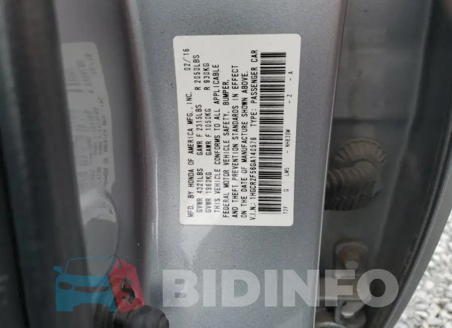 1HGCR2F56GA140576 Photo# 12
