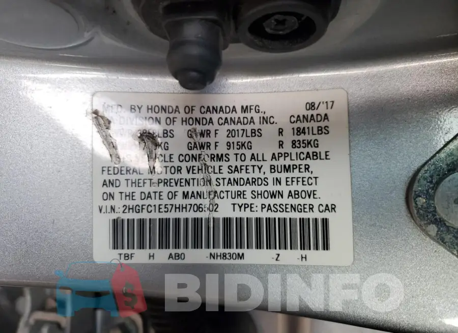 2HGFC1E57HH706502 Photo# 12