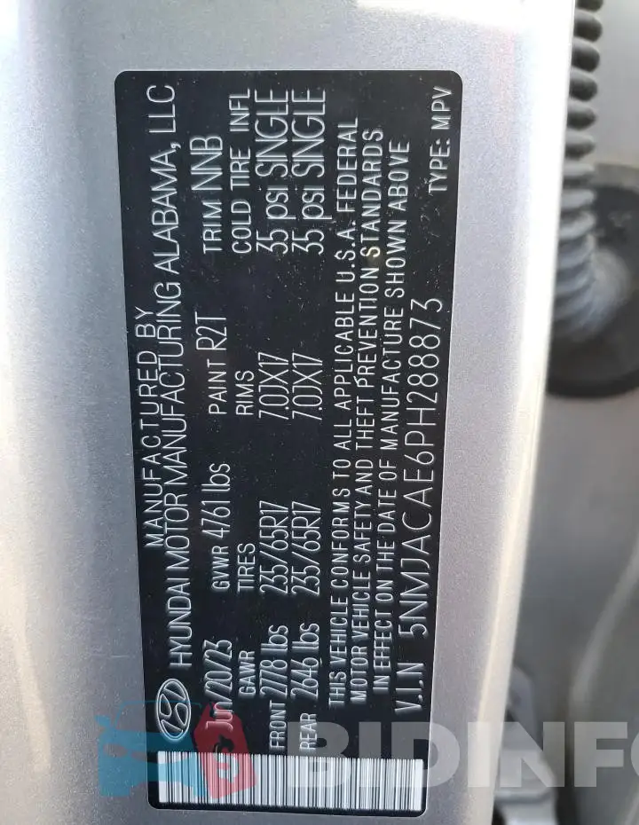 5NMJACAE6PH288873 Photo# 13