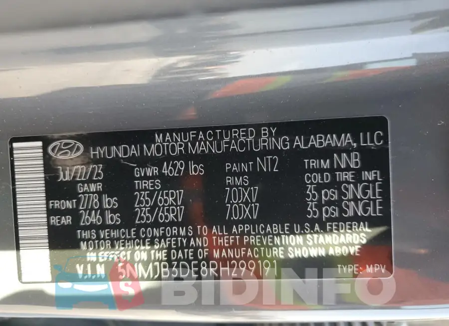 5NMJB3DE8RH299191 Photo# 13