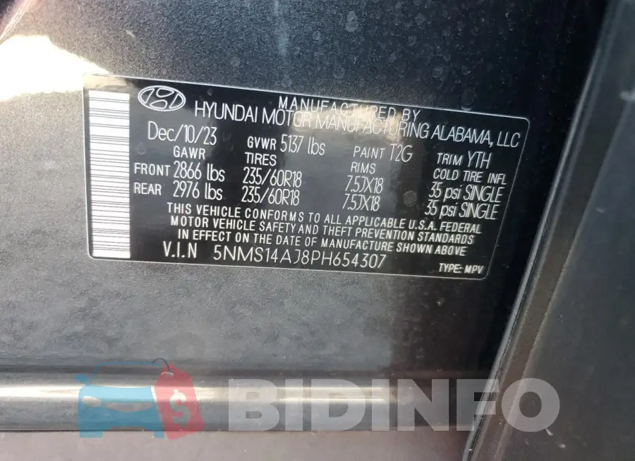 5NMS14AJ8PH654307 Photo# 13