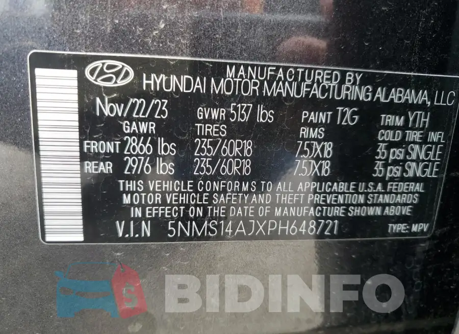 5NMS14AJXPH648721 Photo# 13
