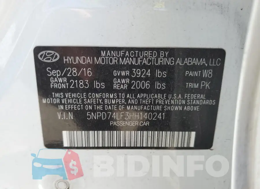 5NPD74LF3HH140241 Photo# 12