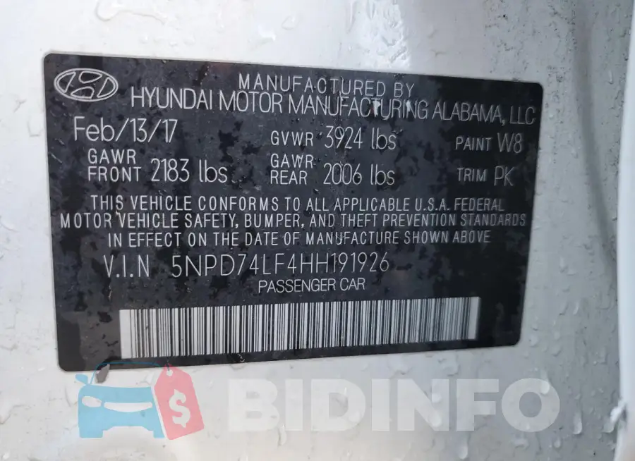5NPD74LF4HH191926 Photo# 13