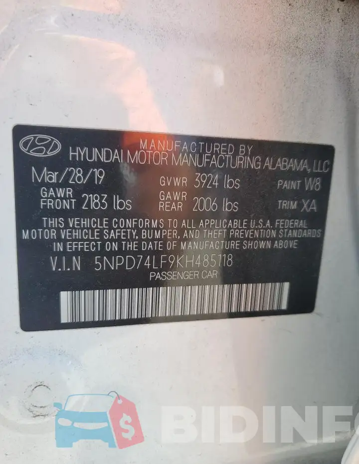 5NPD74LF9KH485118 Photo# 12