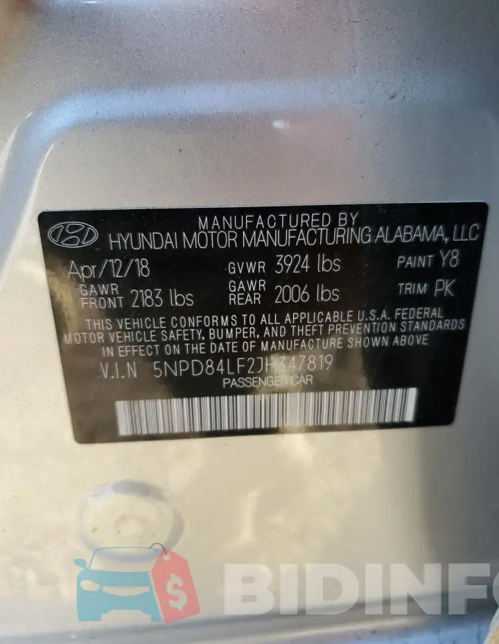 5NPD84LF2JH347819 Photo# 12