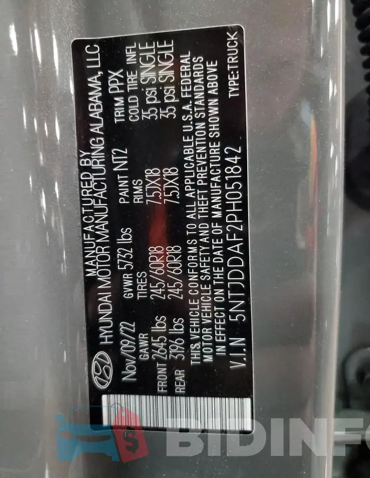 5NTJDDAF2PH051842 Photo# 12