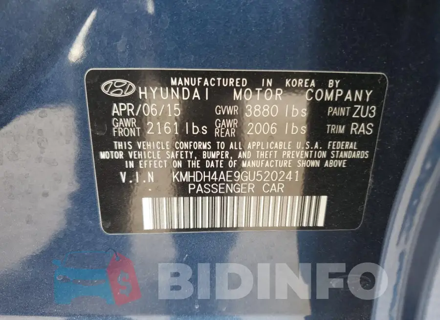 KMHDH4AE9GU520241 Photo# 12