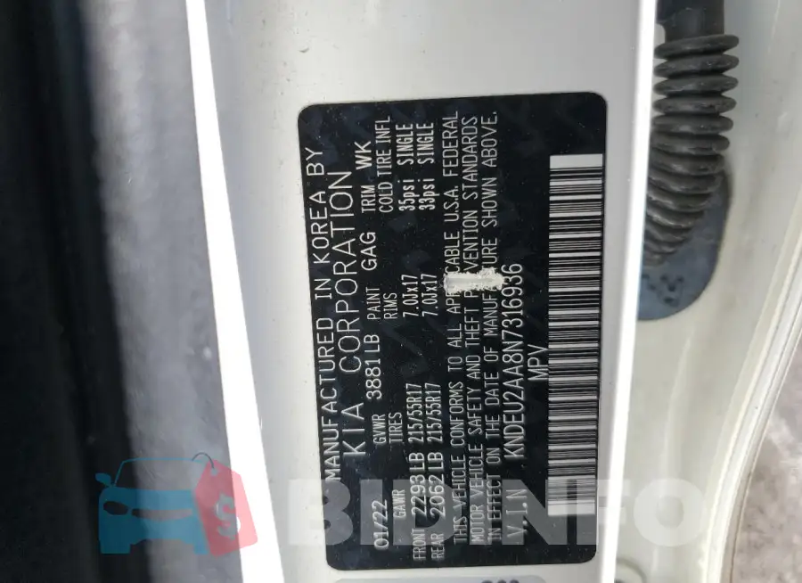 KNDEU2AA8N7316936 Photo# 13