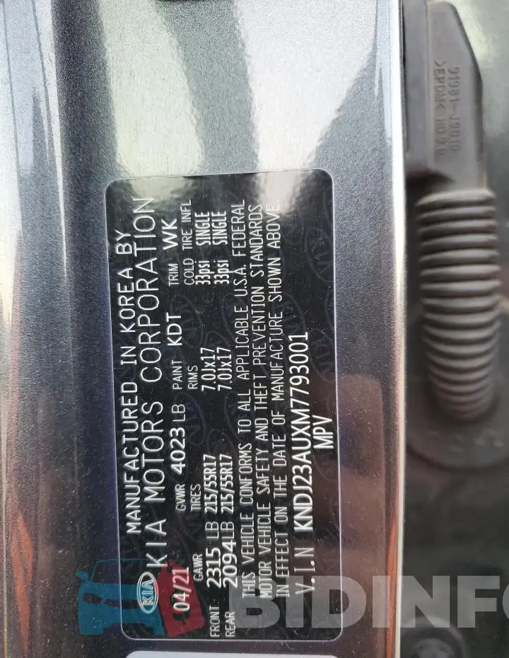 KNDJ23AUXM7793001 Photo# 13