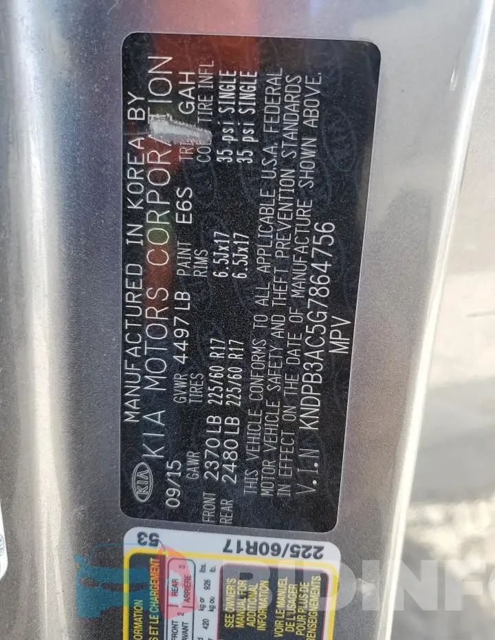 KNDPB3AC5G7864756 Photo# 13