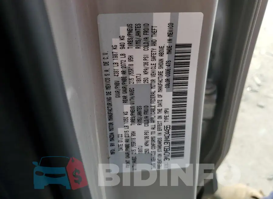 3MVDMBDL9NM404455 Photo# 12