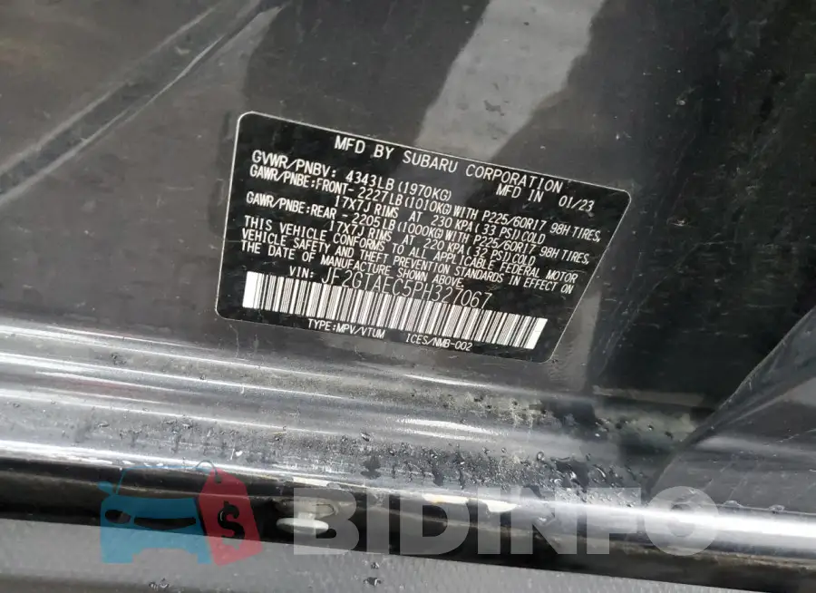 JF2GTAEC5PH327067 Photo# 12