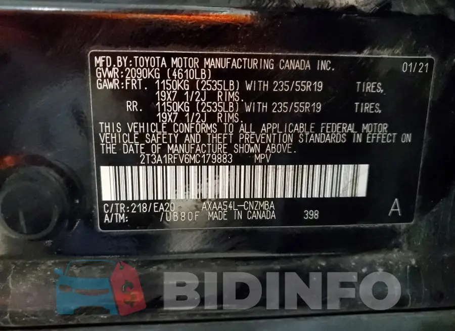2T3A1RFV6MC179883 Photo# 13