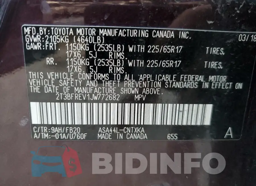 2T3BFREV1JW772682 Photo# 13