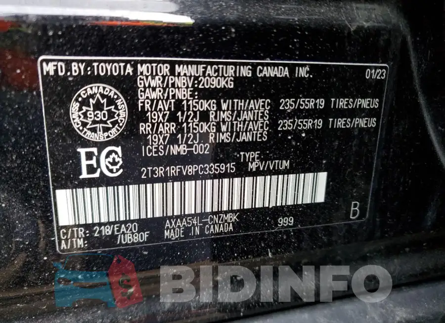 2T3R1RFV8PC335915 Photo# 13