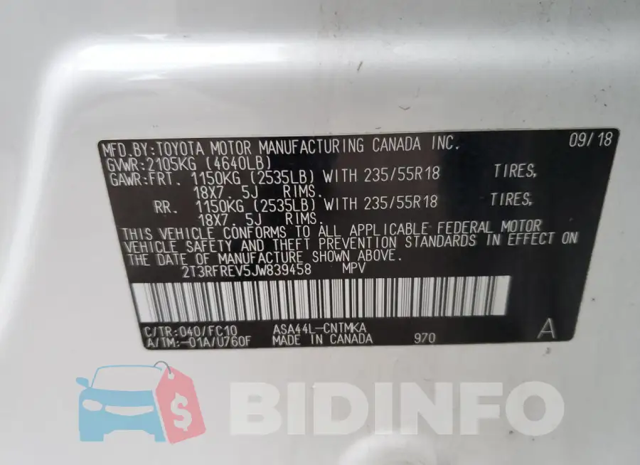 2T3RFREV5JW839458 Photo# 14