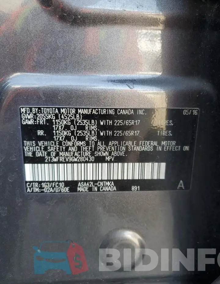 2T3WFREV9GW280430 Photo# 14