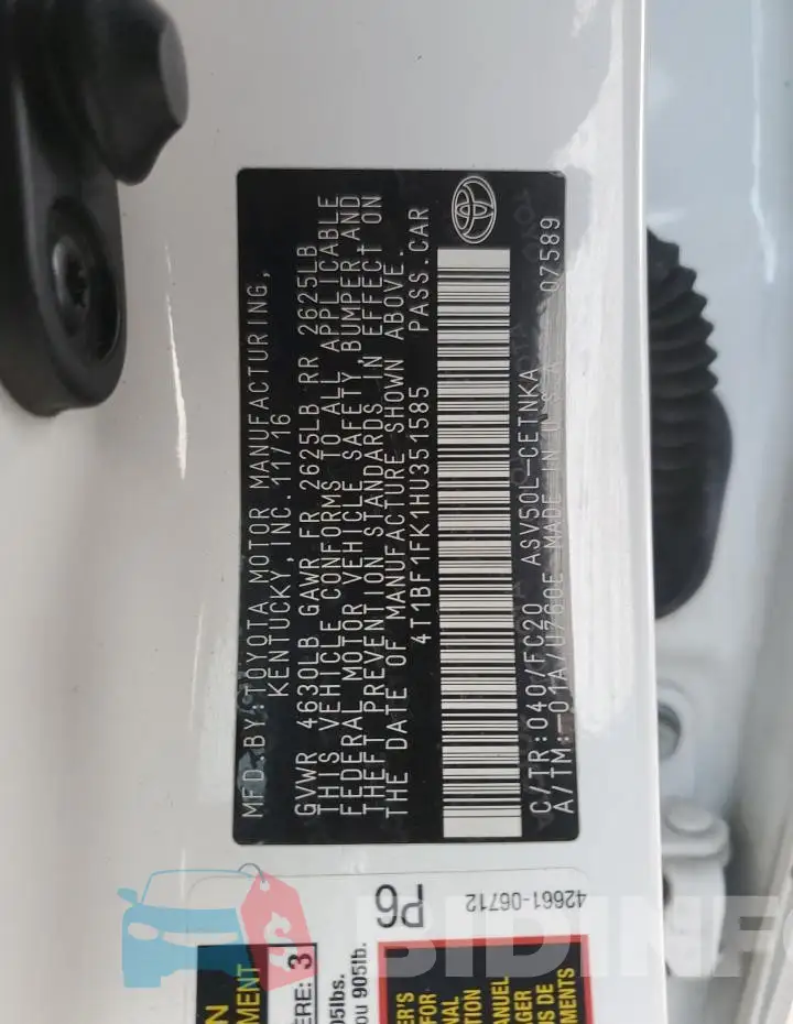 4T1BF1FK1HU351585 Photo# 12