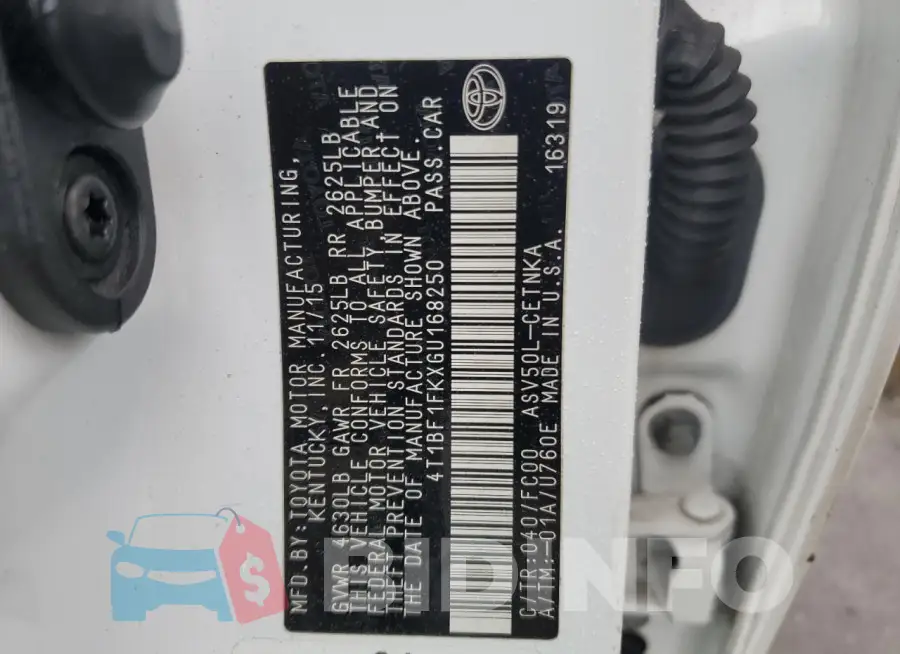 4T1BF1FKXGU168250 Photo# 12
