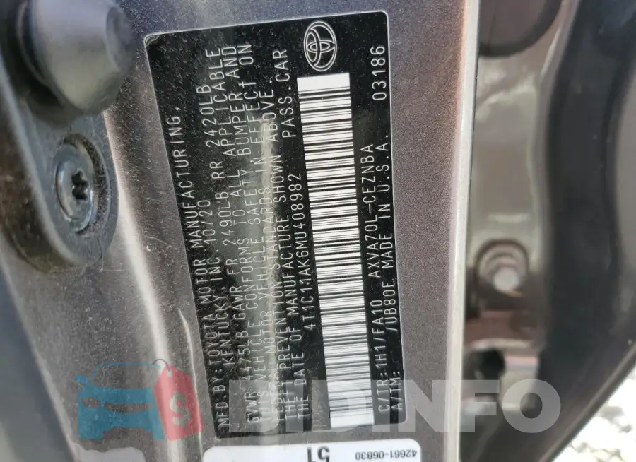 4T1C11AK6MU408982 Photo# 12