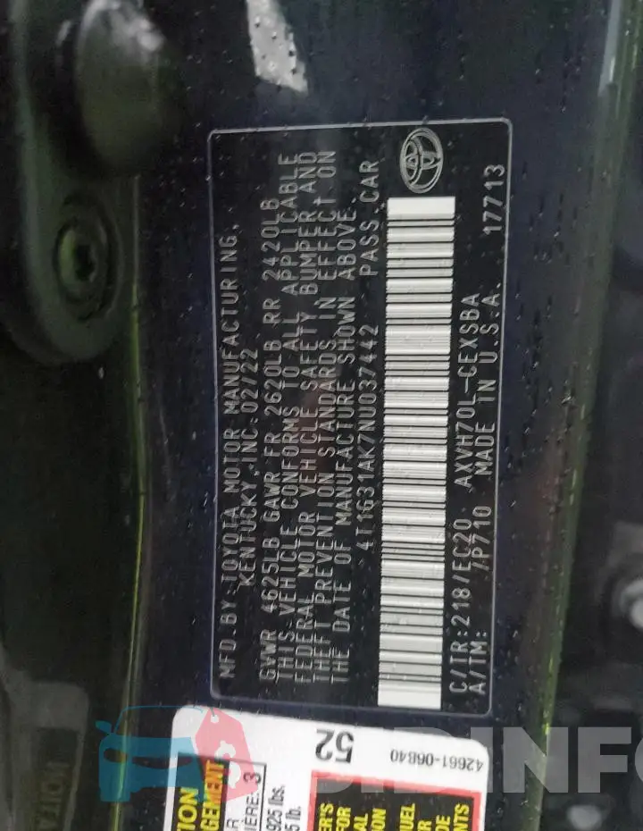 4T1G31AK7NU037442 Photo# 12