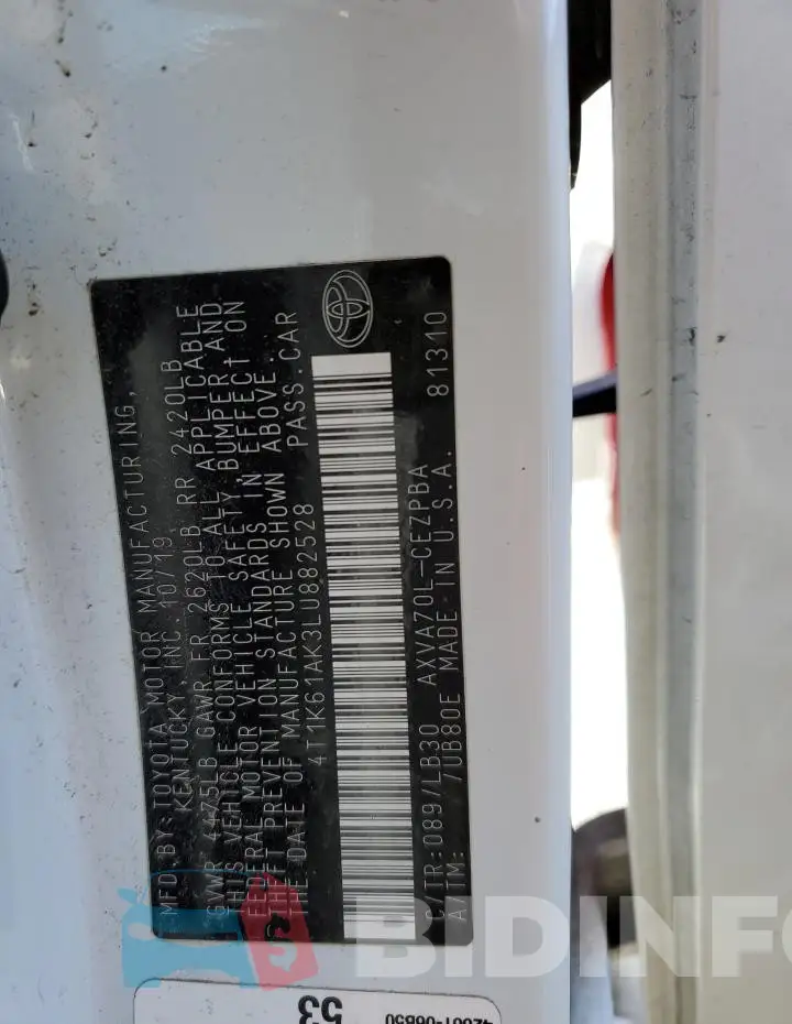 4T1K61AK3LU882528 Photo# 12