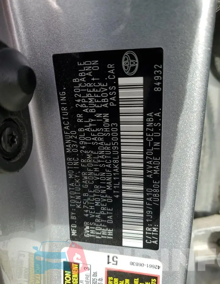 4T1L11AK8LU950003 Photo# 12