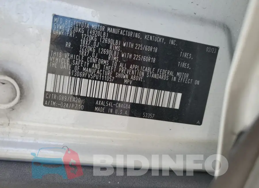 4T3D6RFV5PU111057 Photo# 12