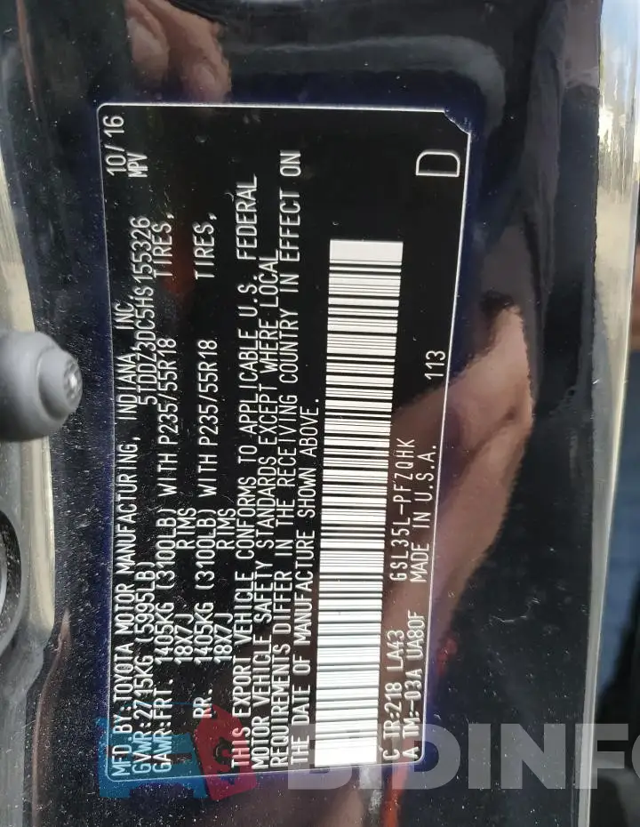 5TDDZ3DC5HS155326 Photo# 13