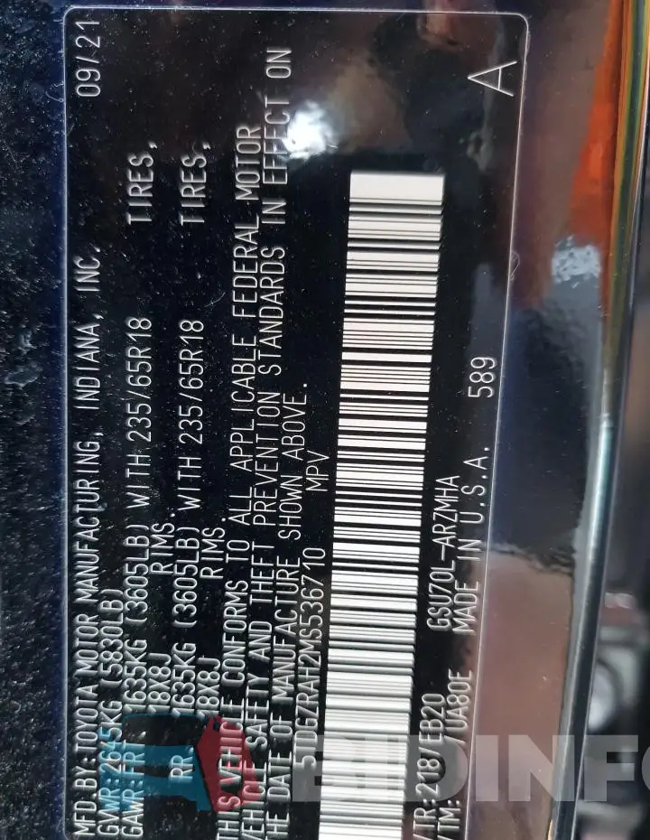 5TDGZRAH2MS536710 Photo# 13