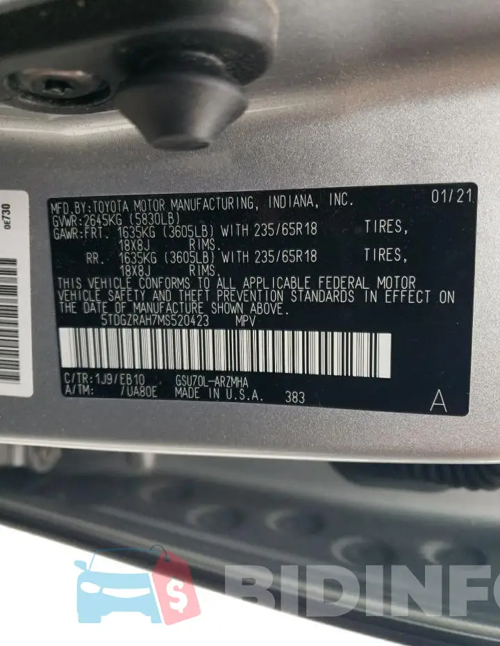 5TDGZRAH7MS520423 Photo# 13