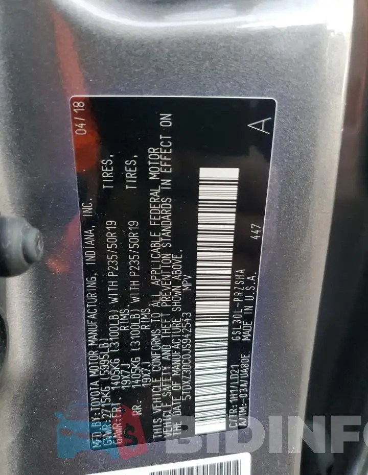 5TDXZ3DC0JS942543 Photo# 12