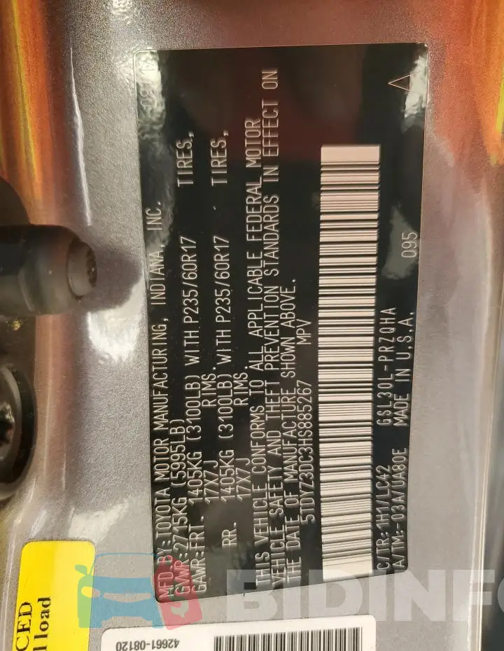 5TDYZ3DC3HS885267 Photo# 14