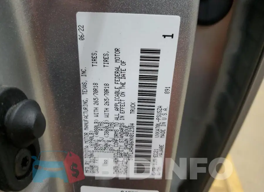 5TFLA5AB6NX012384 Photo# 12